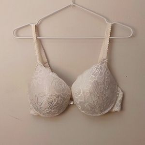 La Vie En Rose Pushup Plung Bra/Full Support/ White Lace/38/85C/ Valentines Gift